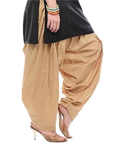BILOCHI'S Women's Cotton Patialas (Orange, Beige and Rani Pink, Free Size) Combo Pack