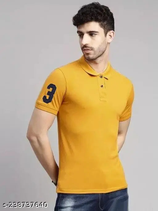 Cotton Fabric Yellow Polo Tshirt