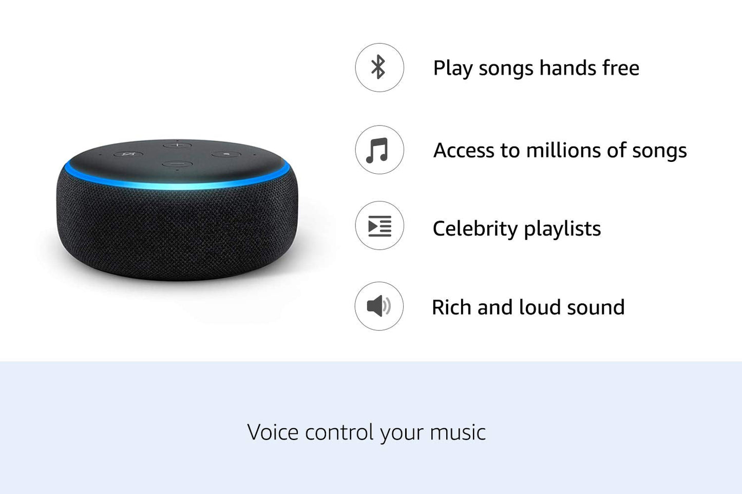 Echo Dot (3rd Gen) – New and improved smart speaker with Alexa (Black)