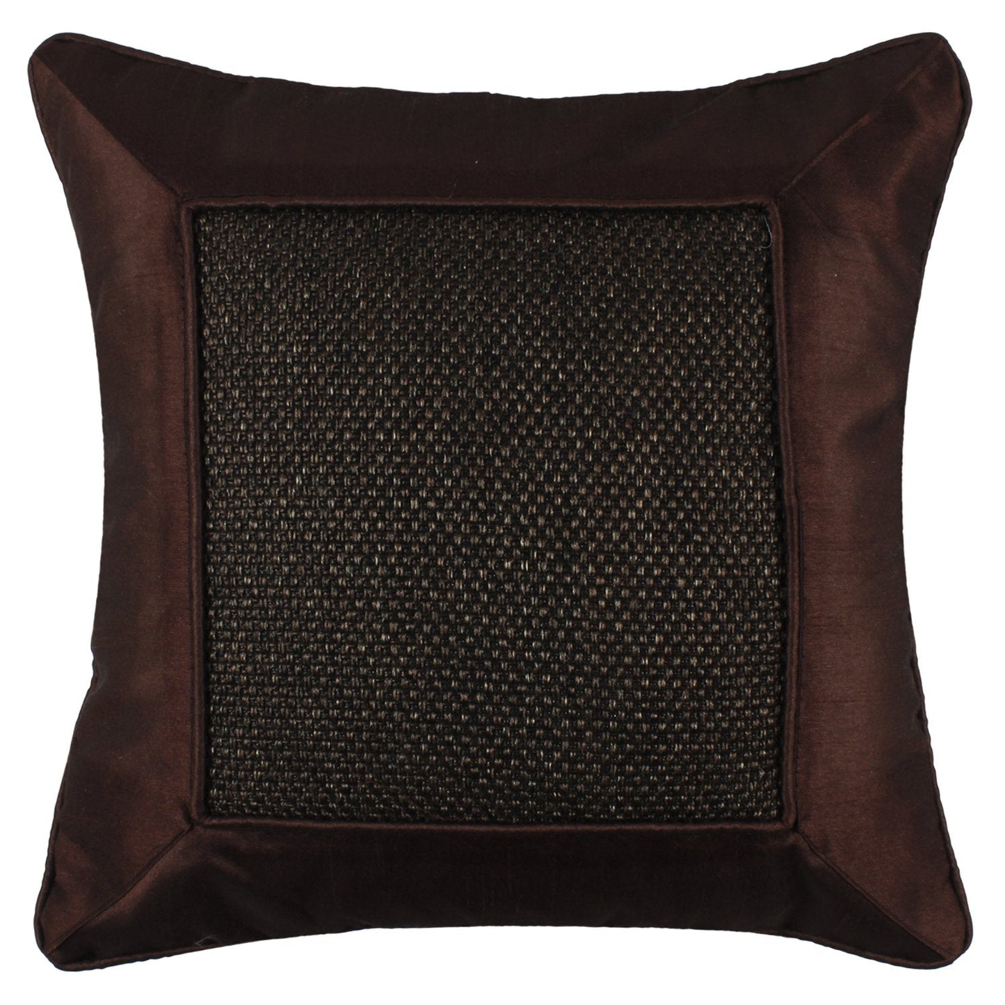GOLDENIZE Housse de coussin décorative pour la maison Taie d'oreiller carrée solide, épaisse, luxueuse avec fermeture éclair invisible pour canapé (40,6 x 40,6 cm, jute marron)