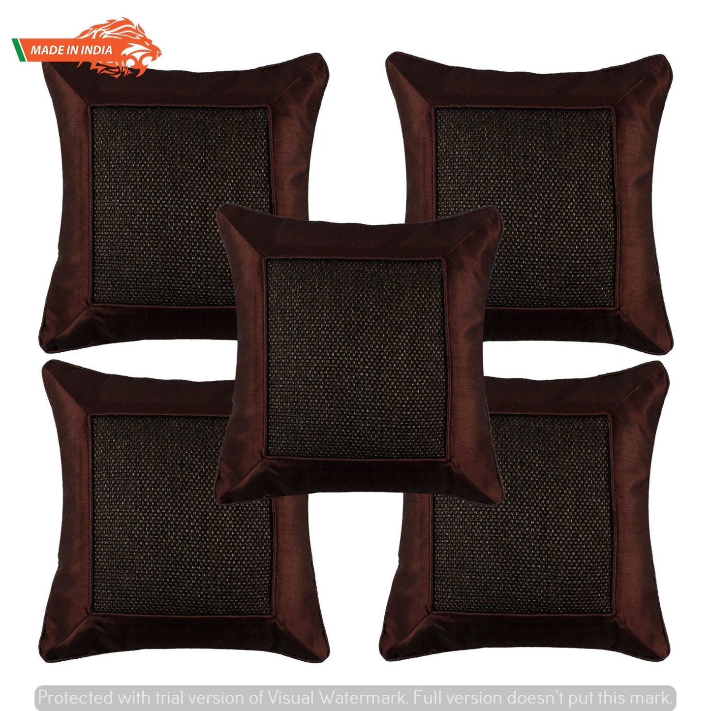 GOLDENIZE Housse de coussin décorative pour la maison Taie d'oreiller carrée solide, épaisse, luxueuse avec fermeture éclair invisible pour canapé (40,6 x 40,6 cm, jute marron)