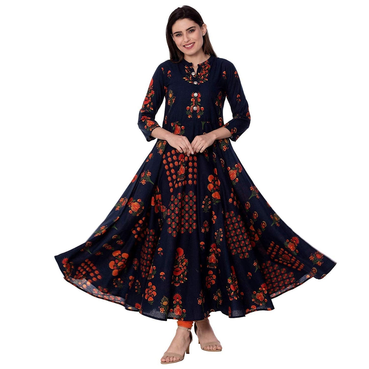 GULMOHAR JAIPUR Women's Cotton Printed Anarkali Kurta