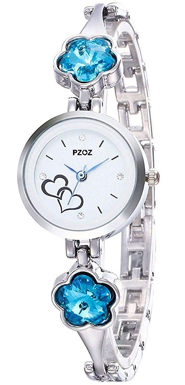 PZOZ Montre analogique à cadran blanc pour femme