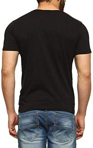 Stardom Men's Half Sleeve V Neck Solid Cotton Tshirt (Large, Maroon and Black)