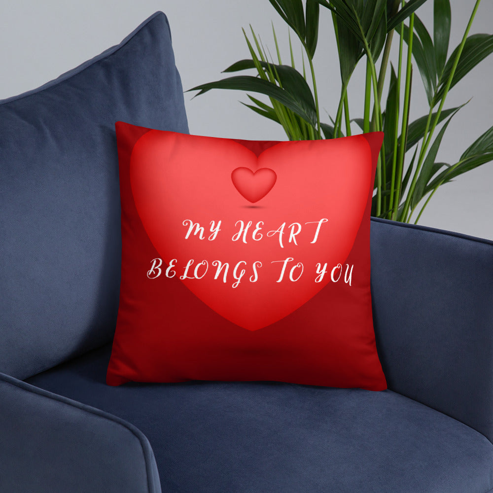 My Heart Basic Throw Pillow