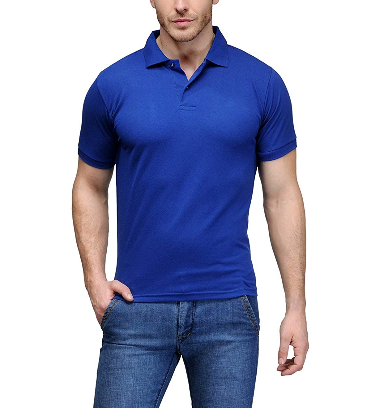 kalpit creations Men's Comfort Soft Cotton Plain Polo Collar Half Sleeve T-Shirt with Solid Color