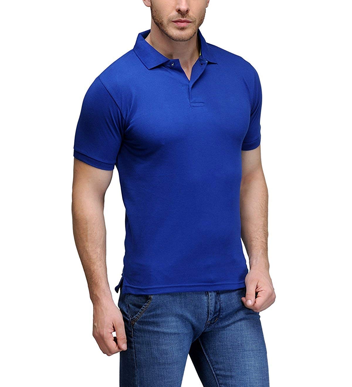 kalpit creations Men's Comfort Soft Cotton Plain Polo Collar Half Sleeve T-Shirt with Solid Color