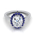 14K White Gold Oval Petite Halo French Diamond Pave Engagement Ring -1/5ctw-