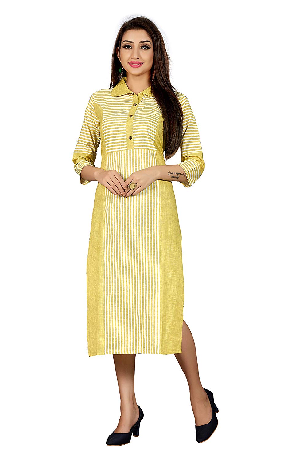 Arkita Patch Work South Cotton Kurti Yellow