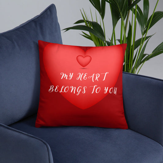 My Heart Basic Throw Pillow
