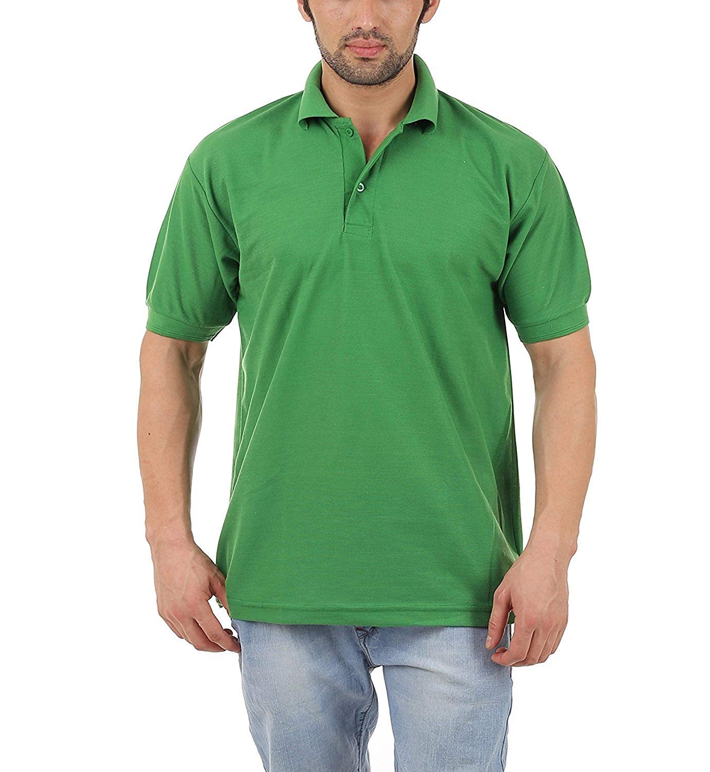 Kalpit Creations T-shirt à manches mi-longues pour homme en coton doux et confortable avec col polo et couleur unie 