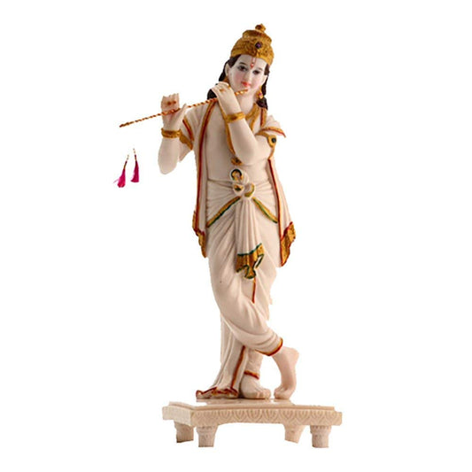 Matchless JRG Polyresin Marble Krishna Figurine (15 x 16 x 43 cm, Multicolour)