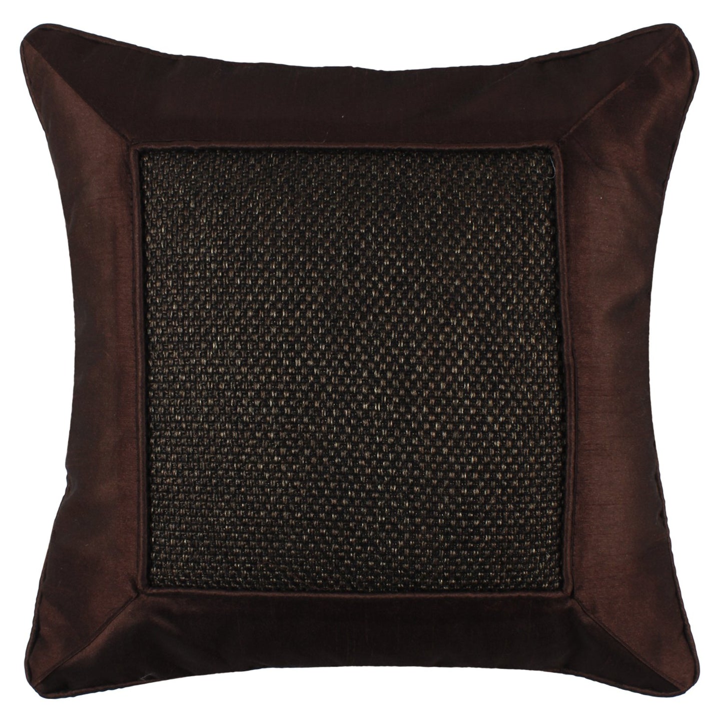 GOLDENIZE Throw Pillow Case Cushion Cover Home Decorative Solid Square Pillowcase, Thick, Luxury with Invisible Zipper for Sofa (16 x 16 Inches, Brown Jute)