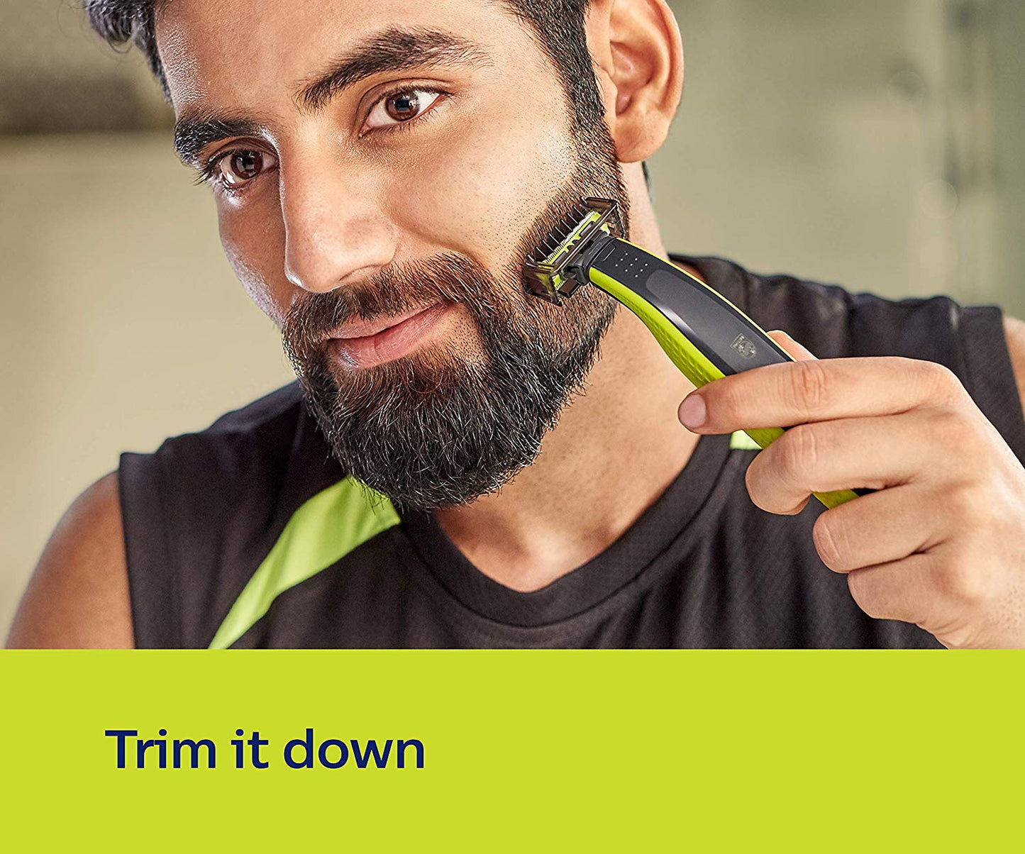 Philips QP2525/10 OneBlade Hybrid Trimmer and Shaver with 3 Trimming Combs (Lime Green)