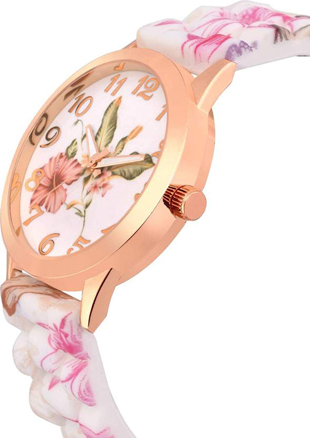Micacchi Analog Multi Colour Dial Floral Print Belt Women Watch & Girls Watch - Pnk Floral-M